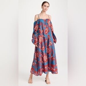 FARM RIO Lace Garden Light Blue Off Shoulders Maxi Dress Lace Garden Light Blue